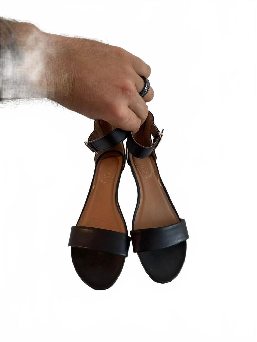 Madden Girl Black Ankle Strap Flat Sandals Size 8